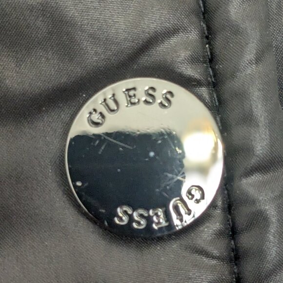 Guess Women's 3/4 Length Puffer Jacket With Pockets and Hood Sz XL Black - Picture 7 of 16